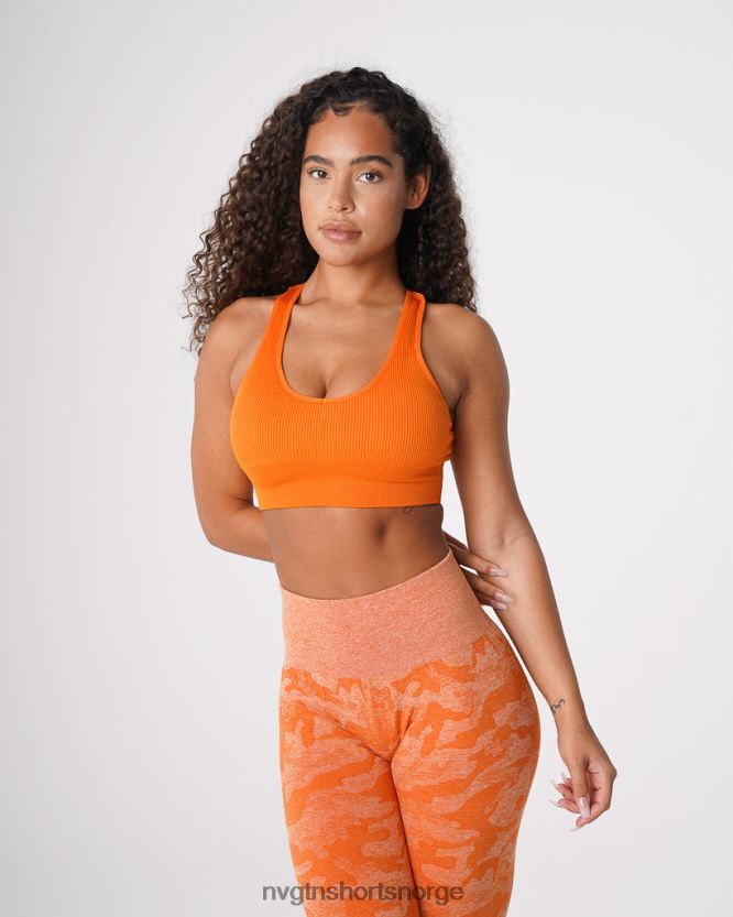 064HD666 brent oransje Fitness NVGTN kvinner galaxy ribbet sømløs BH