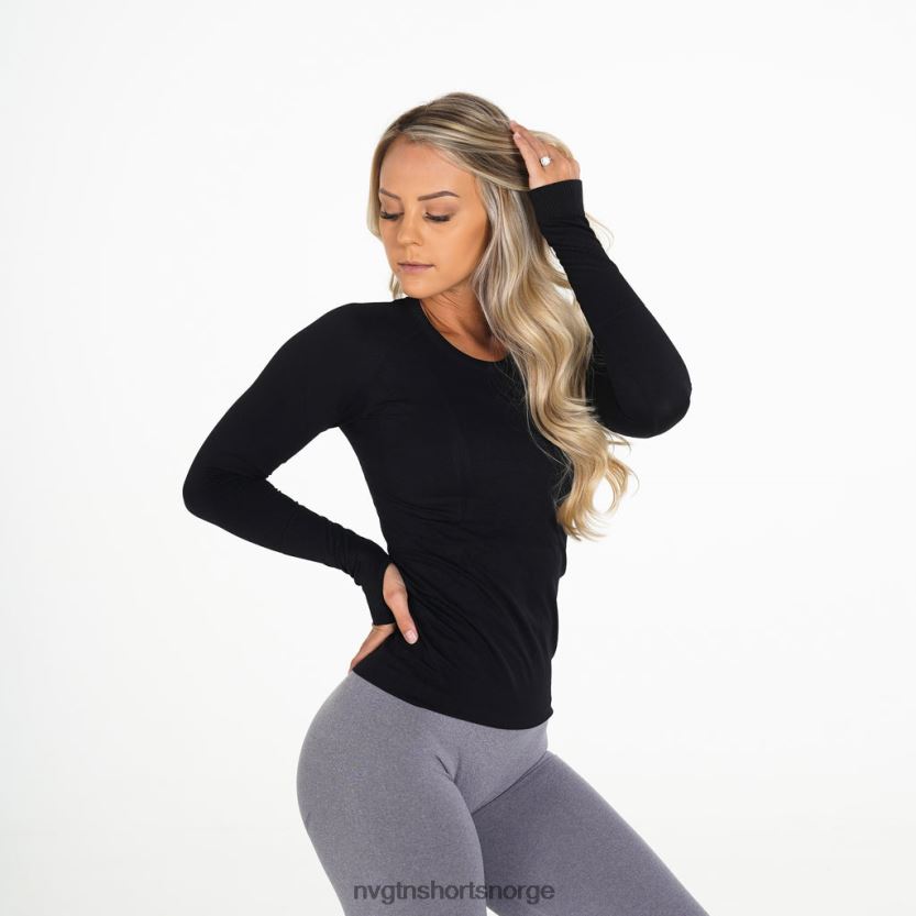 064HD6283 svart Fitness NVGTN kvinner form sømløs langermet topp