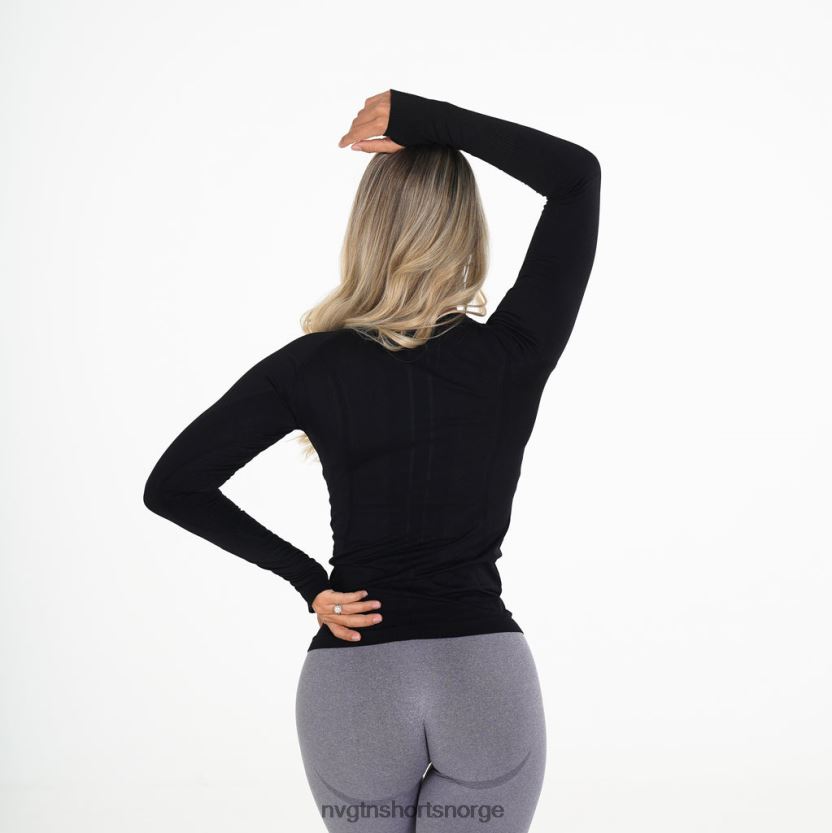 064HD6283 svart Fitness NVGTN kvinner form sømløs langermet topp