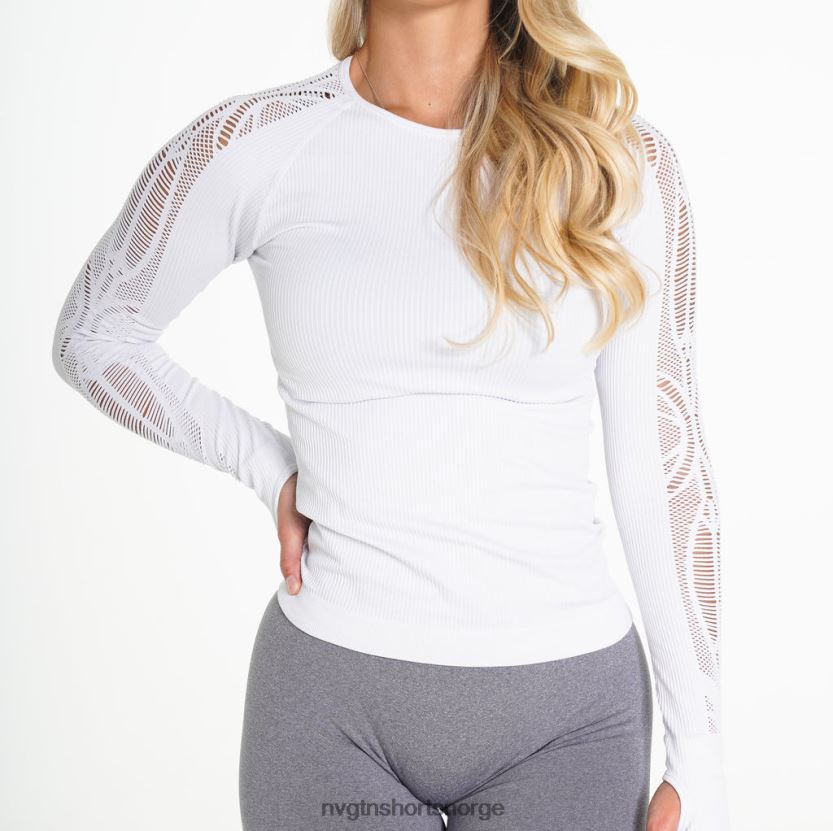 064HD6291 hvit Fitness NVGTN kvinner henna sømløs langermet topp