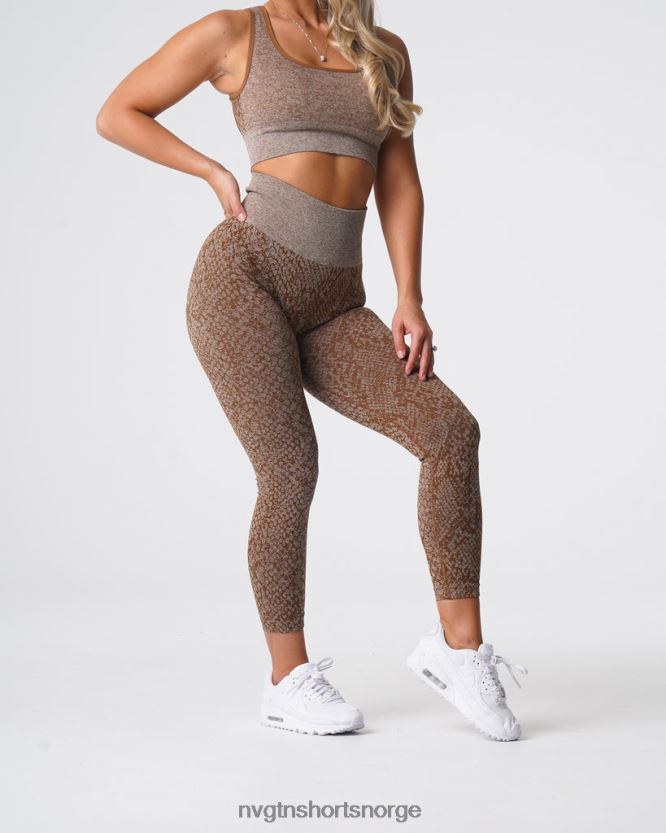 064HD6681 mokka Fitness NVGTN kvinner sømløse leggings fra slangeskinn
