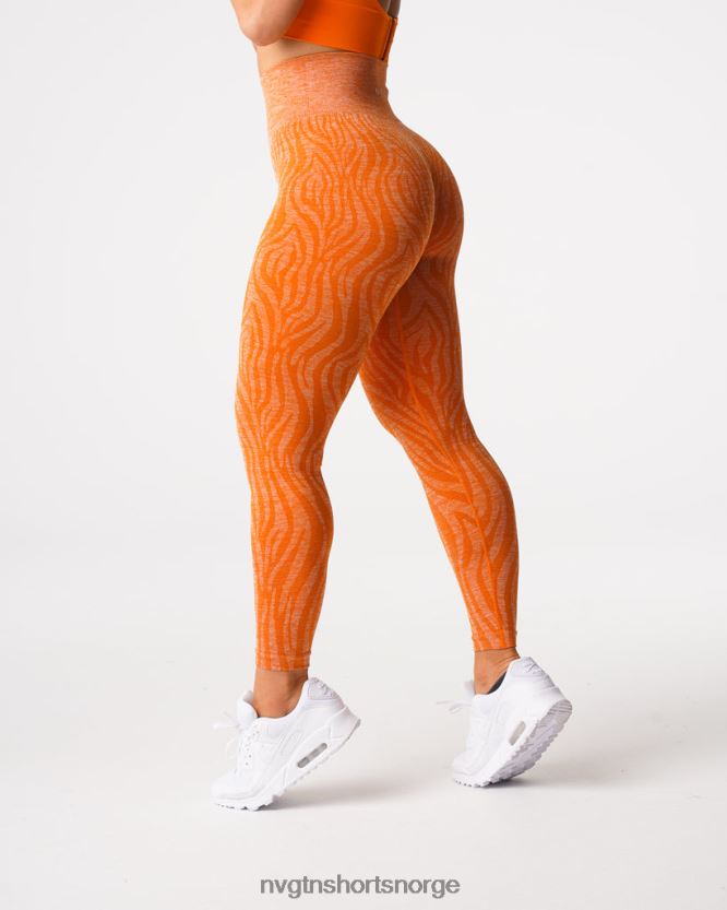 064HD6683 brent oransje Fitness NVGTN kvinner sebra sømløse leggings
