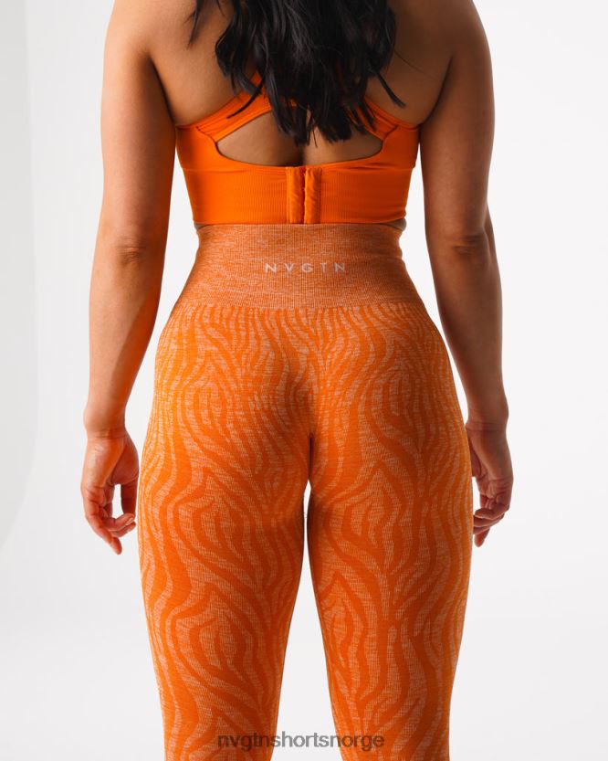 064HD6683 brent oransje Fitness NVGTN kvinner sebra sømløse leggings