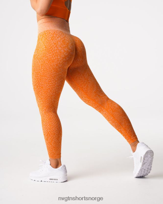 064HD6684 brent oransje Fitness NVGTN kvinner sømløse leggings fra slangeskinn