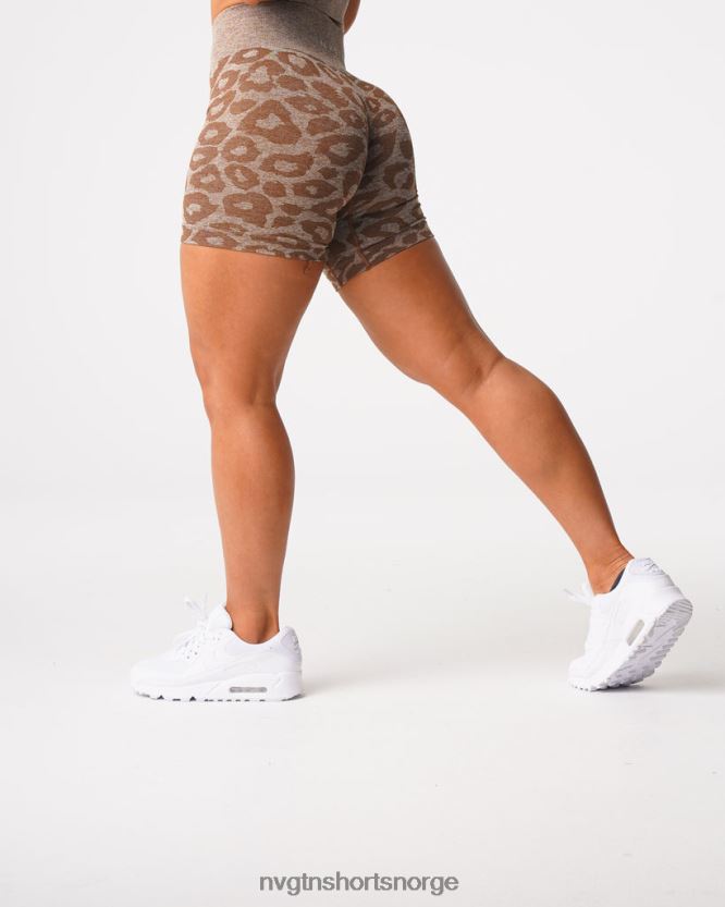 064HD6469 mokka Fitness NVGTN kvinner leopard sømløse shorts
