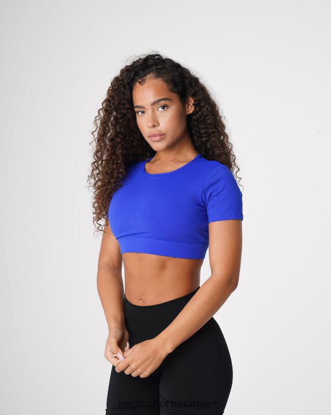 064HD6223 safirblå Fitness NVGTN kvinner åpen t-skjorte bak