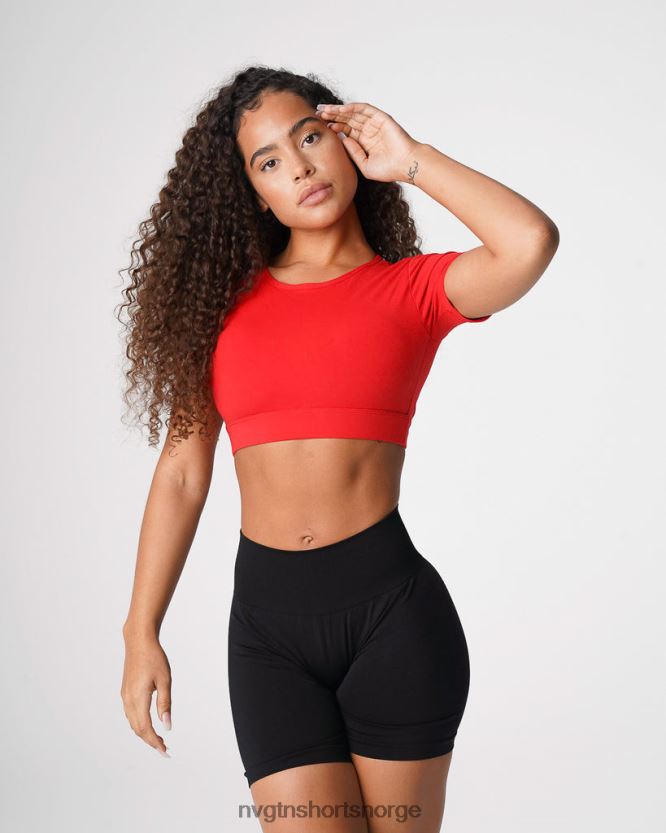 064HD6224 skarlagenrød Fitness NVGTN kvinner åpen t-skjorte bak