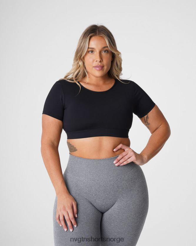 064HD677 svart Fitness NVGTN kvinner åpen t-skjorte bak