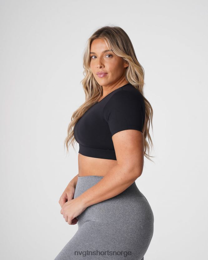 064HD677 svart Fitness NVGTN kvinner åpen t-skjorte bak