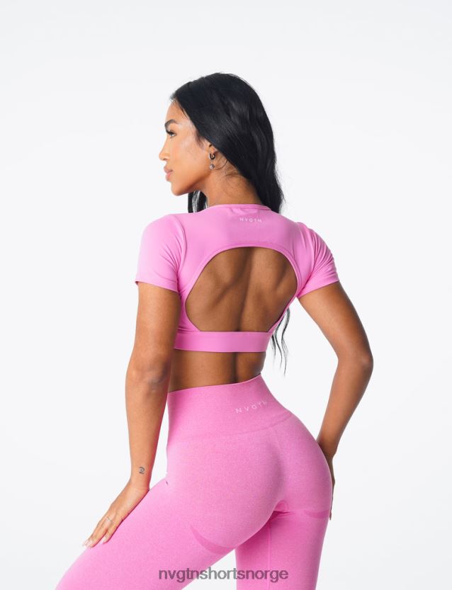 064HD679 tyggegummi rosa Fitness NVGTN kvinner åpen t-skjorte bak