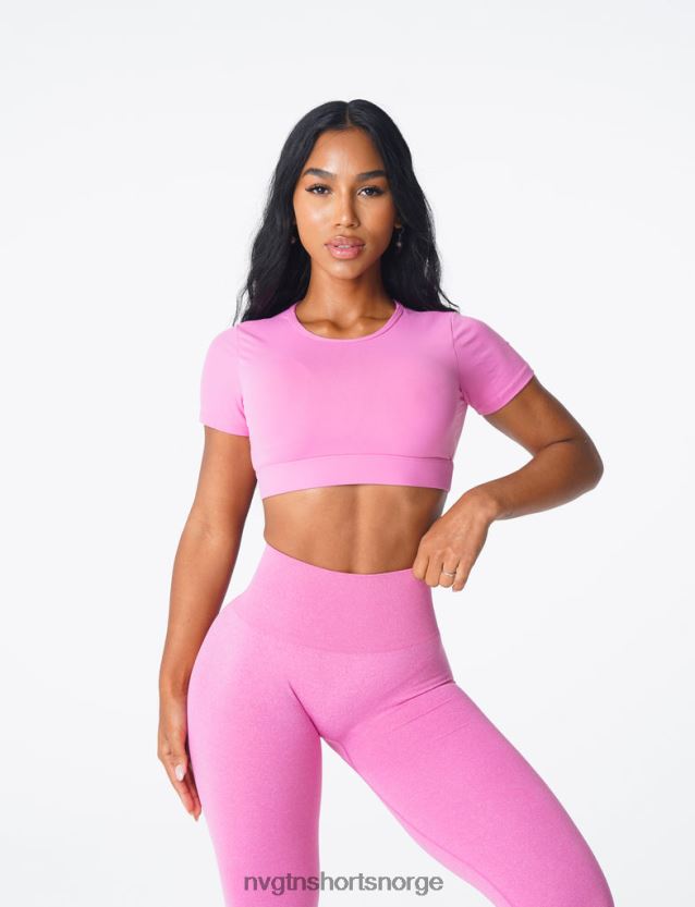 064HD679 tyggegummi rosa Fitness NVGTN kvinner åpen t-skjorte bak