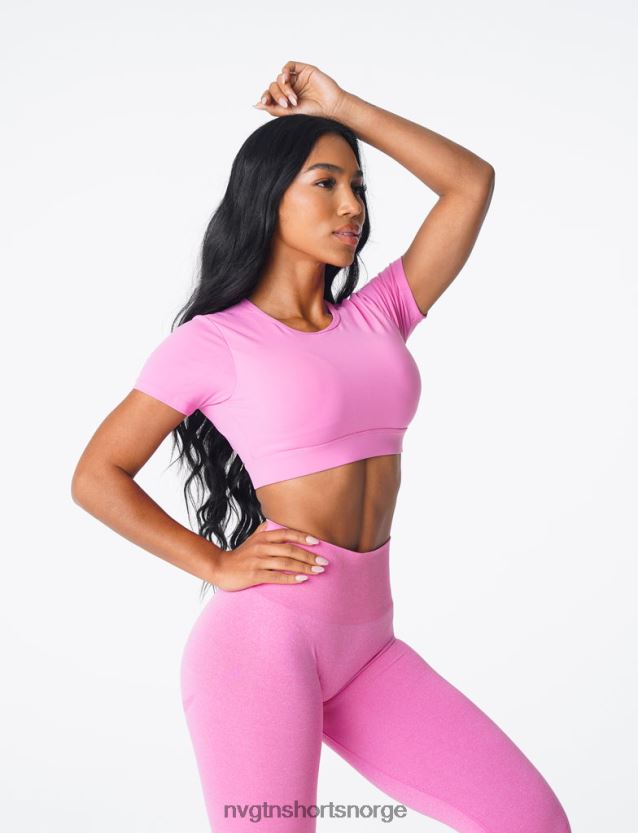 064HD679 tyggegummi rosa Fitness NVGTN kvinner åpen t-skjorte bak