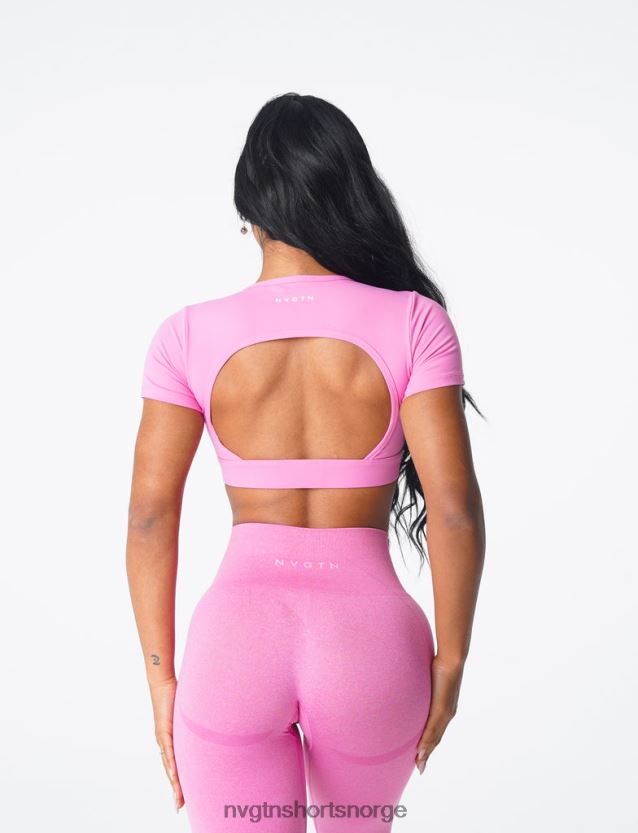 064HD679 tyggegummi rosa Fitness NVGTN kvinner åpen t-skjorte bak
